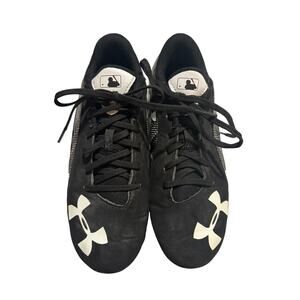 UNDER ARMOUR BLACK BASEBALL SHOES WITH MLB LOGO SIZE 3Y 3 YEARS